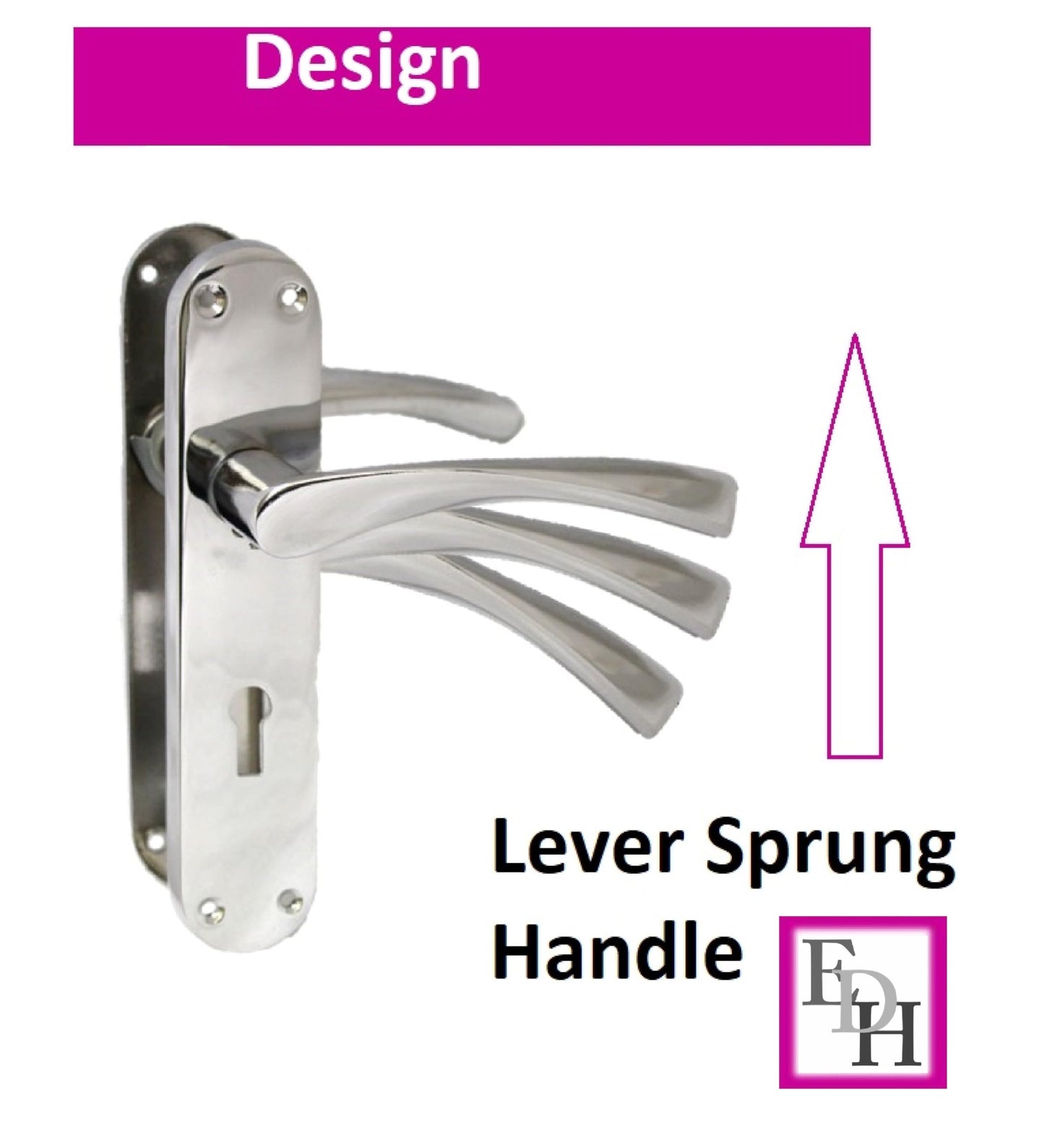 Polished Chrome Twist Door Handle Set,Interior Latch Lever on Long Back Plate with Sash Lock 2 Sets, Door Latch Chrome, Door Handle Latch, Privacy Lockable Handle for Bathroom, Bedroom, Front Door