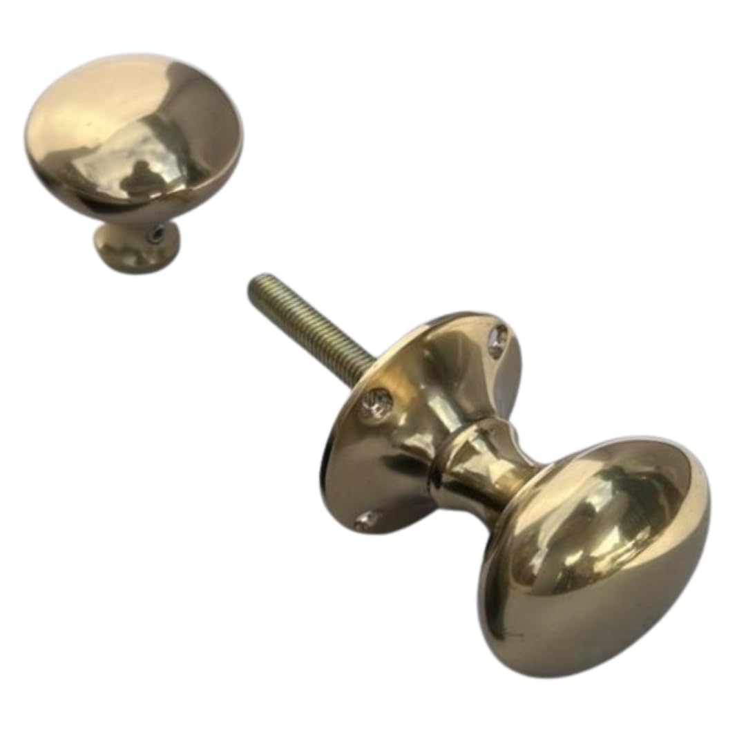 Epsom Door Handle Polished Brass Victorian Rim Knob, Solid Brass Rim Lock Knobs