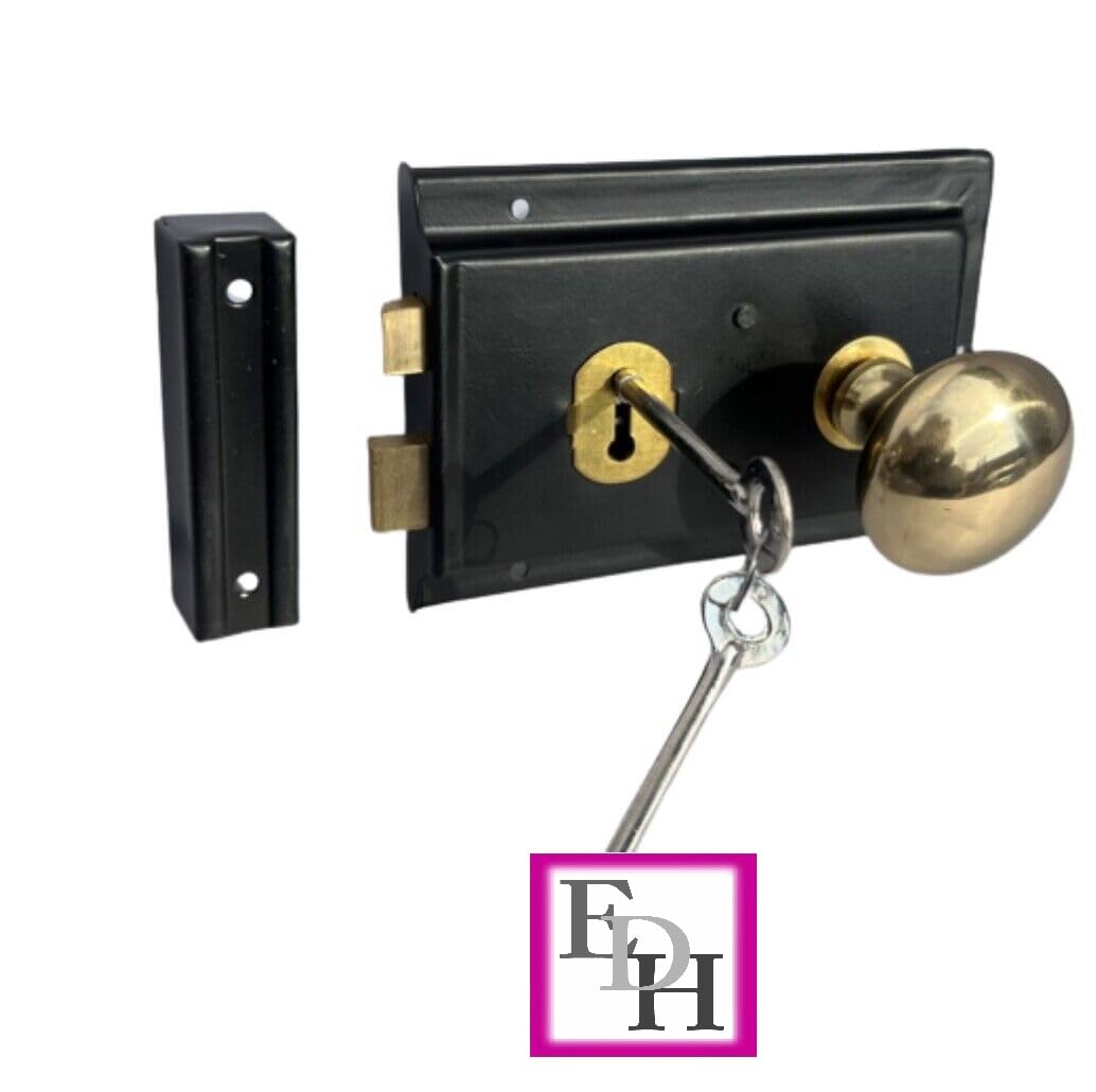 Epsom Door Handle Polished Brass Victorian Rim Knob, Solid Brass Rim Lock Knobs