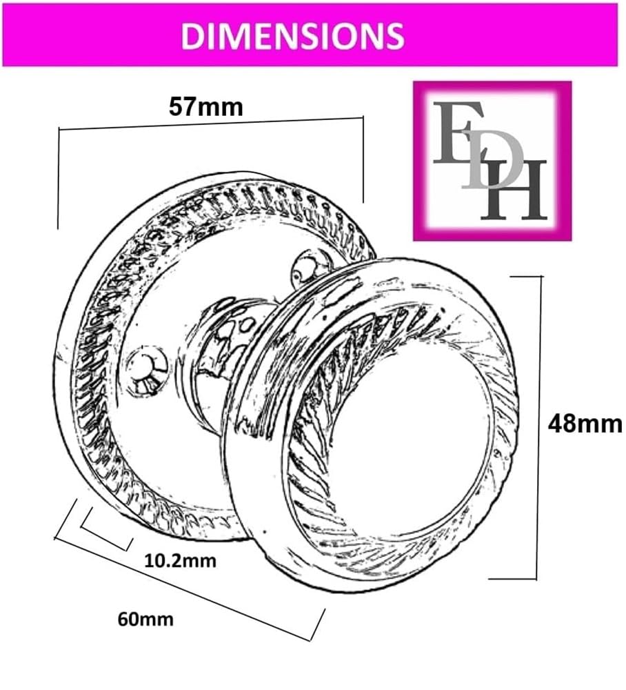 Antique Round Door Knob Set Including Tubular Latch - Georgian Style Sprung Internal & External Door Knobs for Mortice Locks & Tubular latches. Sets (4 Pair of Georgian MORTICE KNOBS)