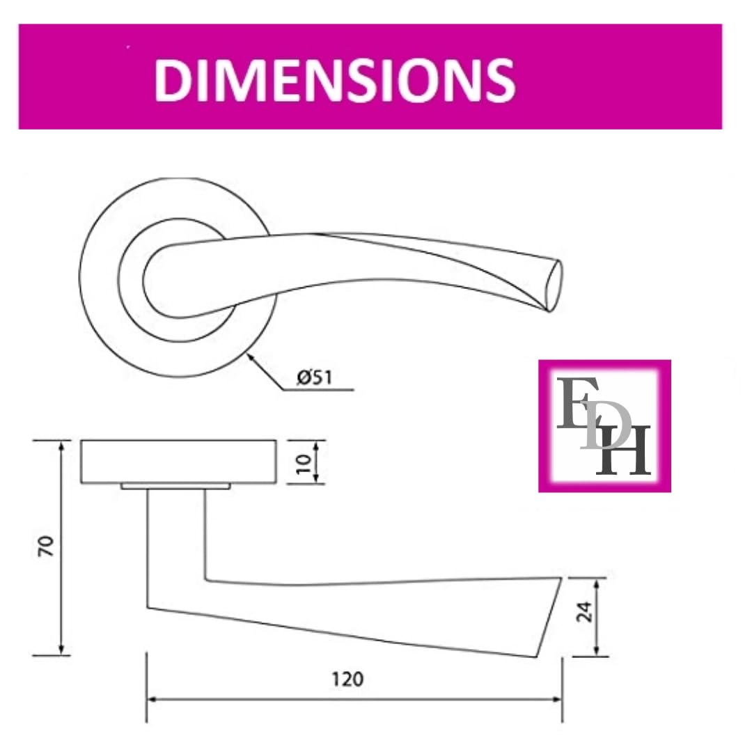 Epsom Door Handle Internal Chrome & Satin Duo Twist Door Handle Set, Interior Latch Lever on Rose, Door Latch Chrome, Door Handle Latch, Privacy Lockable Handle for Bathroom, Bedroom, Front Door