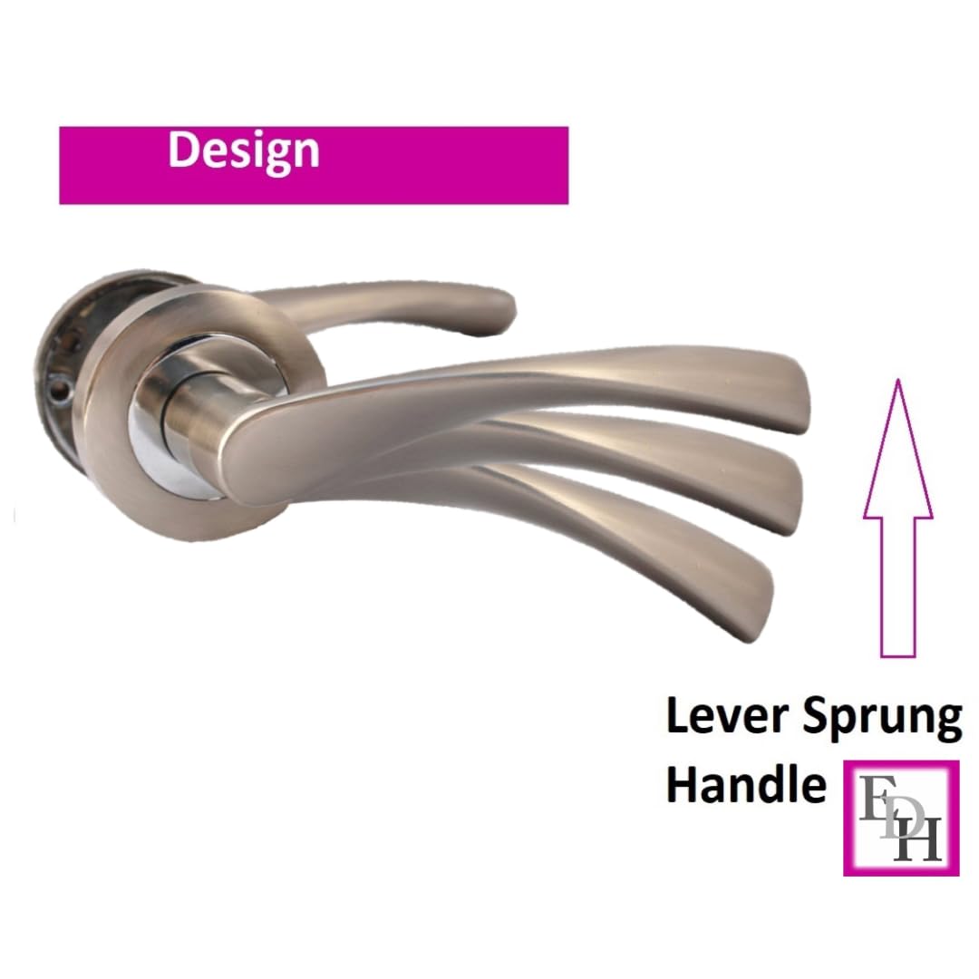 Epsom Door Handle Internal Chrome & Satin Duo Twist Door Handle Set, Interior Latch Lever on Rose, Door Latch Chrome, Door Handle Latch, Privacy Lockable Handle for Bathroom, Bedroom, Front Door