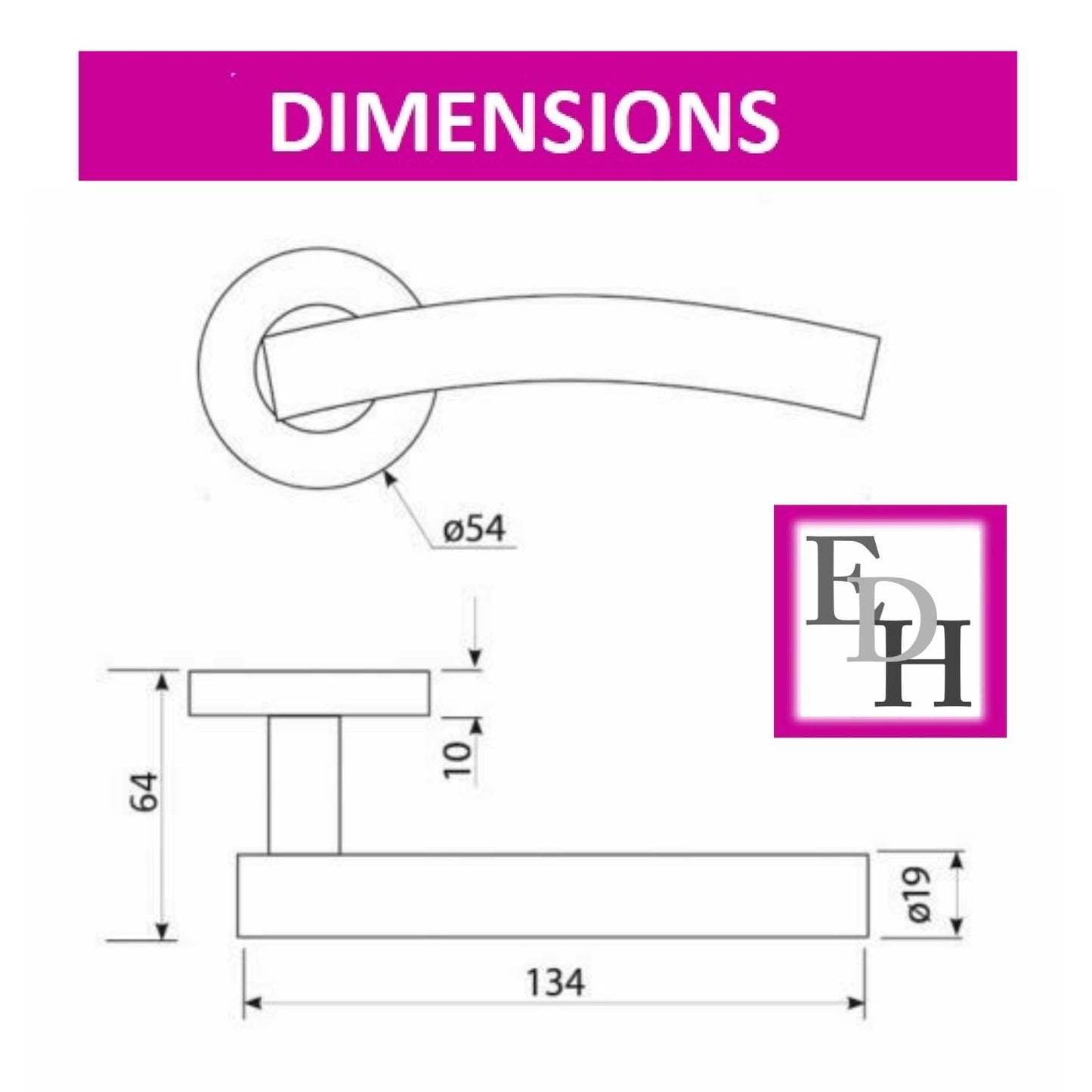 Epsom Door Handle- Arched T Bar Internal Latch, Essential Sets for Internal, Featuring Polished Chrome Finish, Door Latch Compatibility for Home & Office (4 Pair)