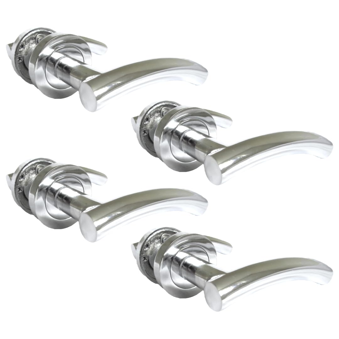 Epsom Door Handle- Arched T Bar Internal Latch, Essential Sets for Internal, Featuring Polished Chrome Finish, Door Latch Compatibility for Home & Office (4 Pair)