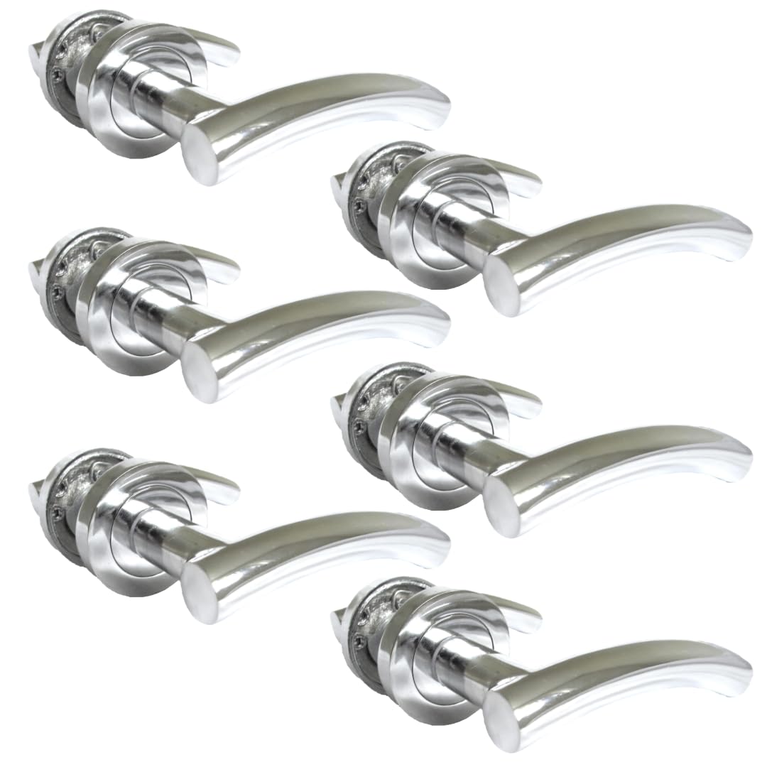 Epsom Door Handle- Arched T Bar Internal Latch, Essential Sets for Internal, Featuring Polished Chrome Finish, Door Latch Compatibility for Home & Office (6 Pair)