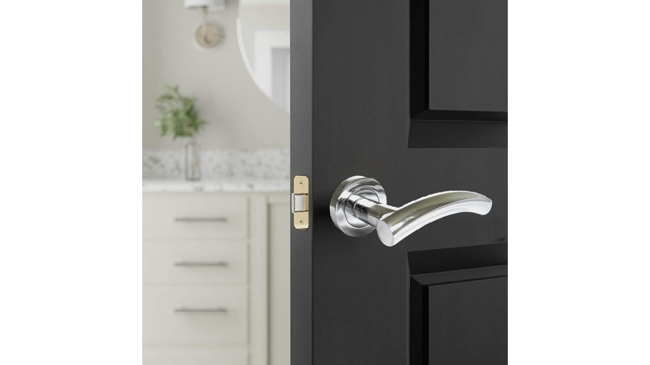 Epsom Door Handle- Arched T Bar Internal Latch & Tubular Latch, Essential Sets for Internal, Featuring Polished Chrome Finish, Door Latch Compatibility for Home & Office (6 Set)
