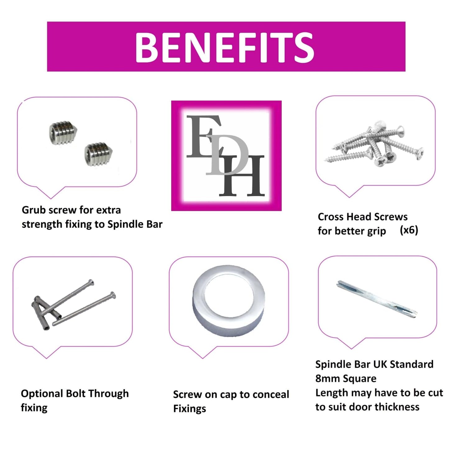 Epsom Door Handle- Straight T Bar Internal Latch & Tubular Latch, Essential Sets for Internal, Featuring Polished Chrome Finish, Door Latch Compatibility for Home & Office (6 Set)