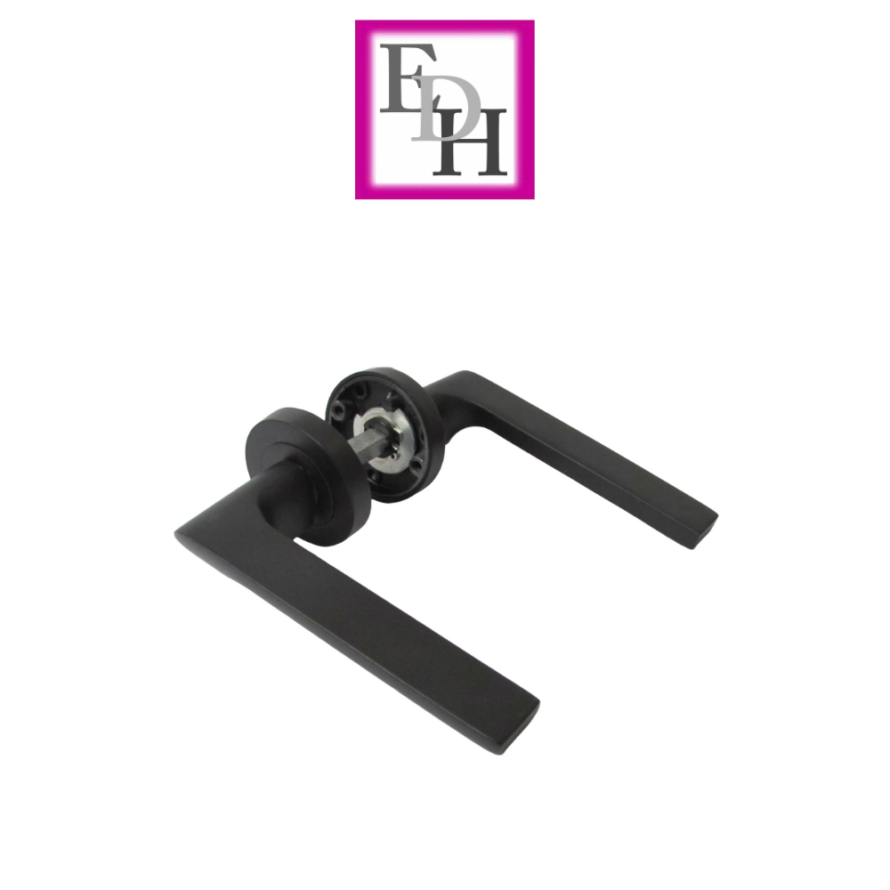 Modern Matt Black Door Handles Internal Uno-2 Lever Latch