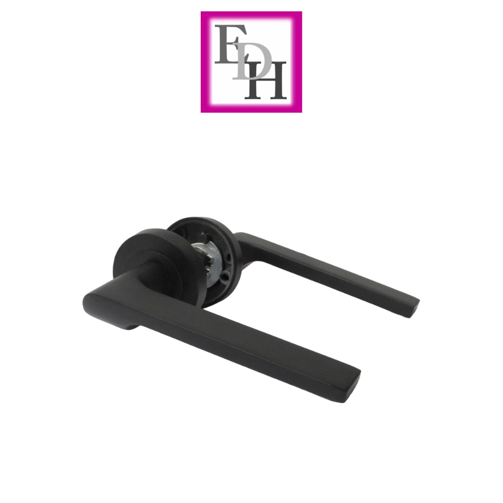 Modern Matt Black Door Handles Internal Uno-2 Lever Latch