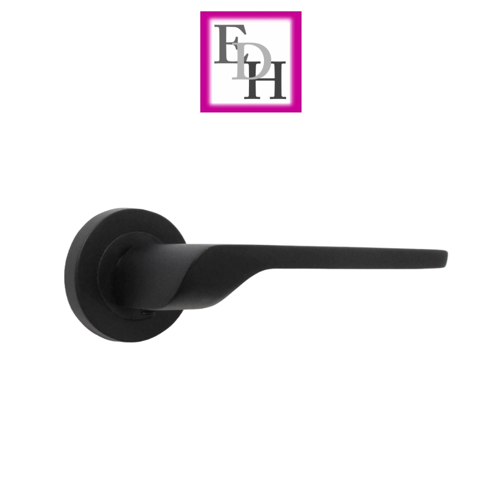 Modern Matt Black Door Handles Internal Uno-2 Lever Latch