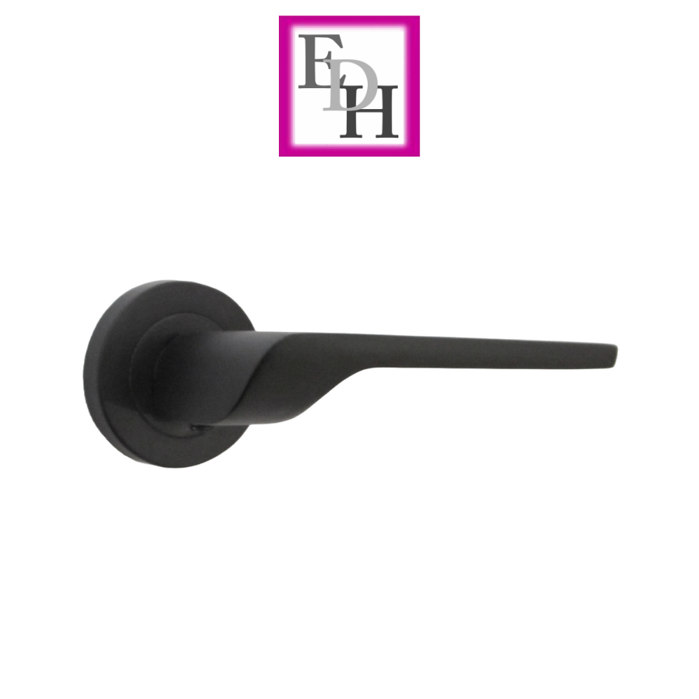 Modern Matt Black Door Handles Internal Uno-2 Lever Latch