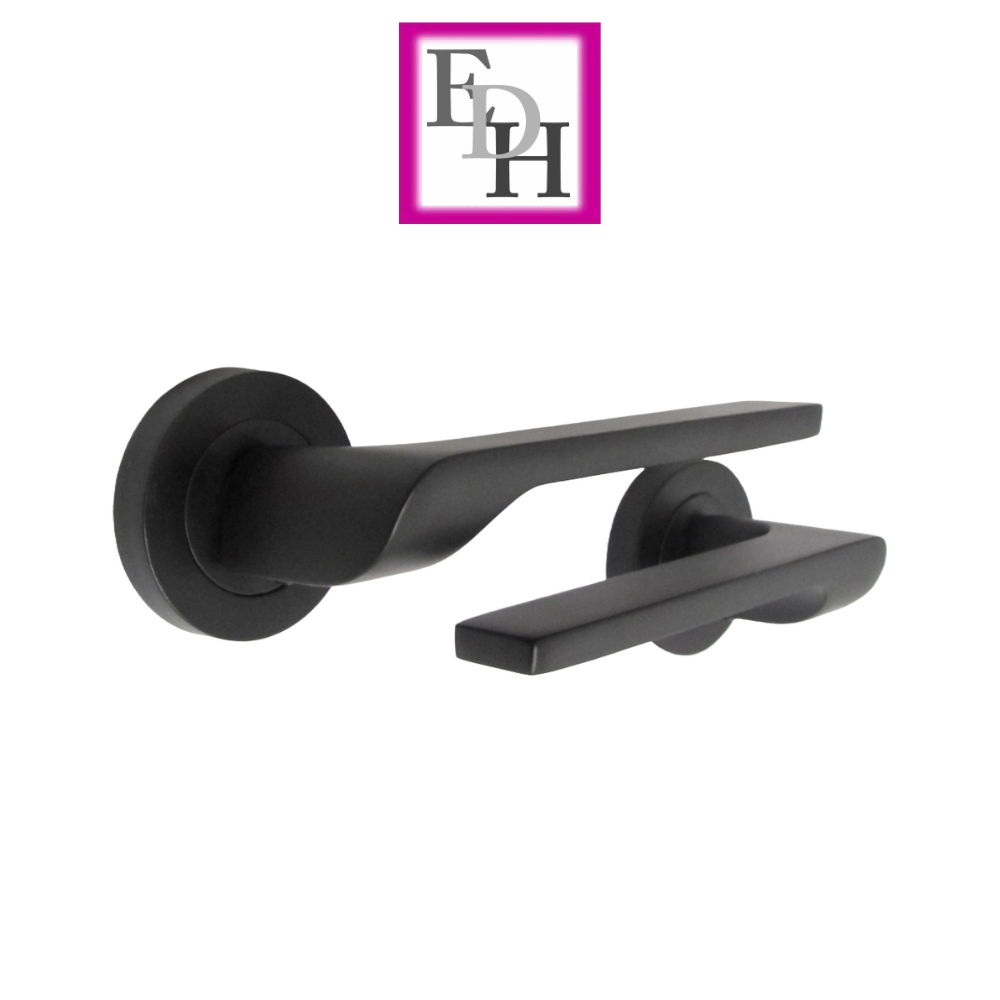 Modern Matt Black Door Handles Internal Uno-2 Lever Latch