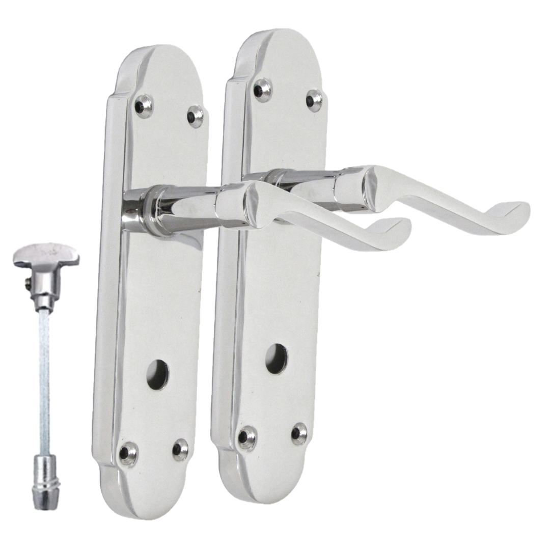 "Epsom Door Handle Set – Chrome Internal Lock Door Handles (170mm x 42mm)