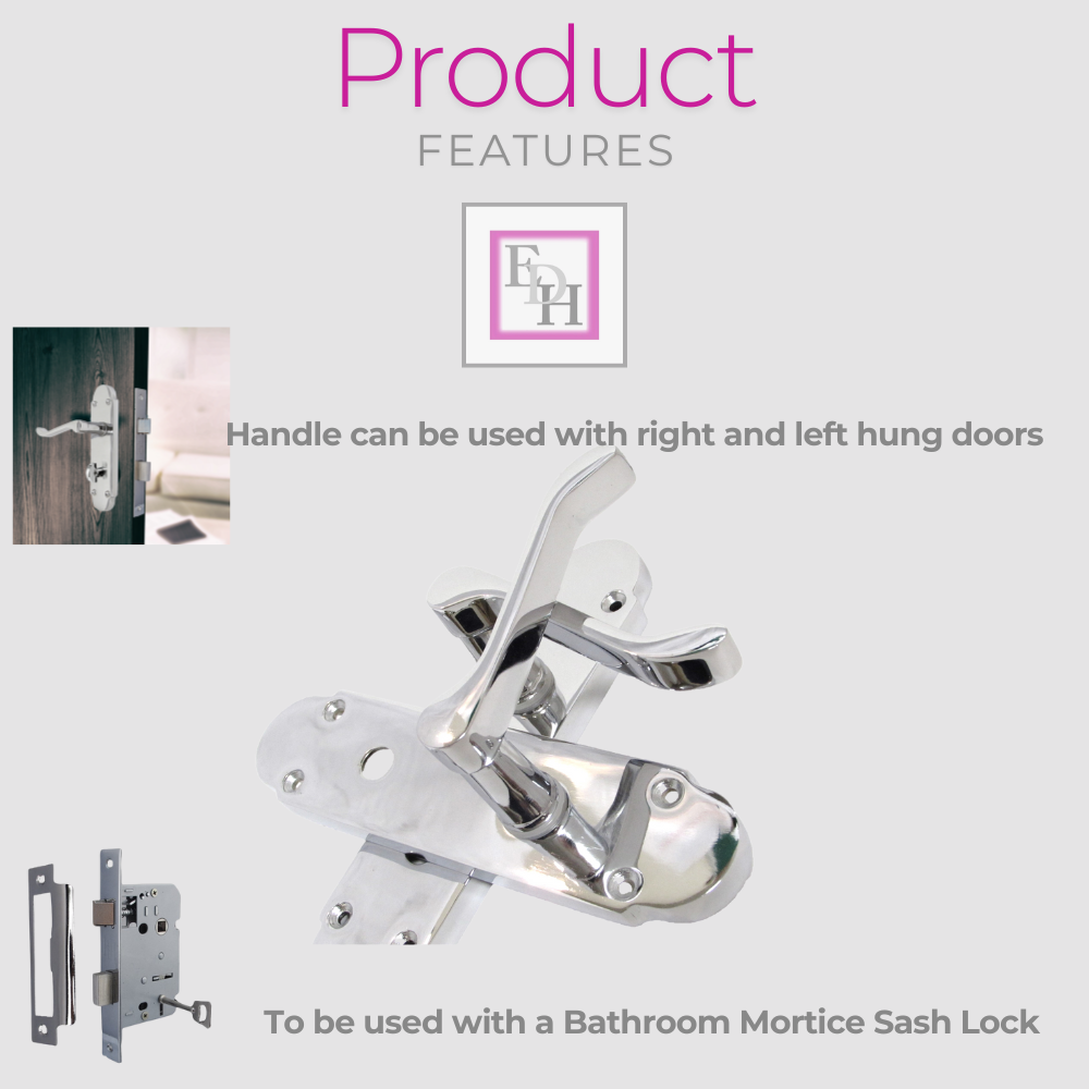 Epsom Door Handle Set – Chrome Internal Lock Door Handles + Bathroom SASH Lock2