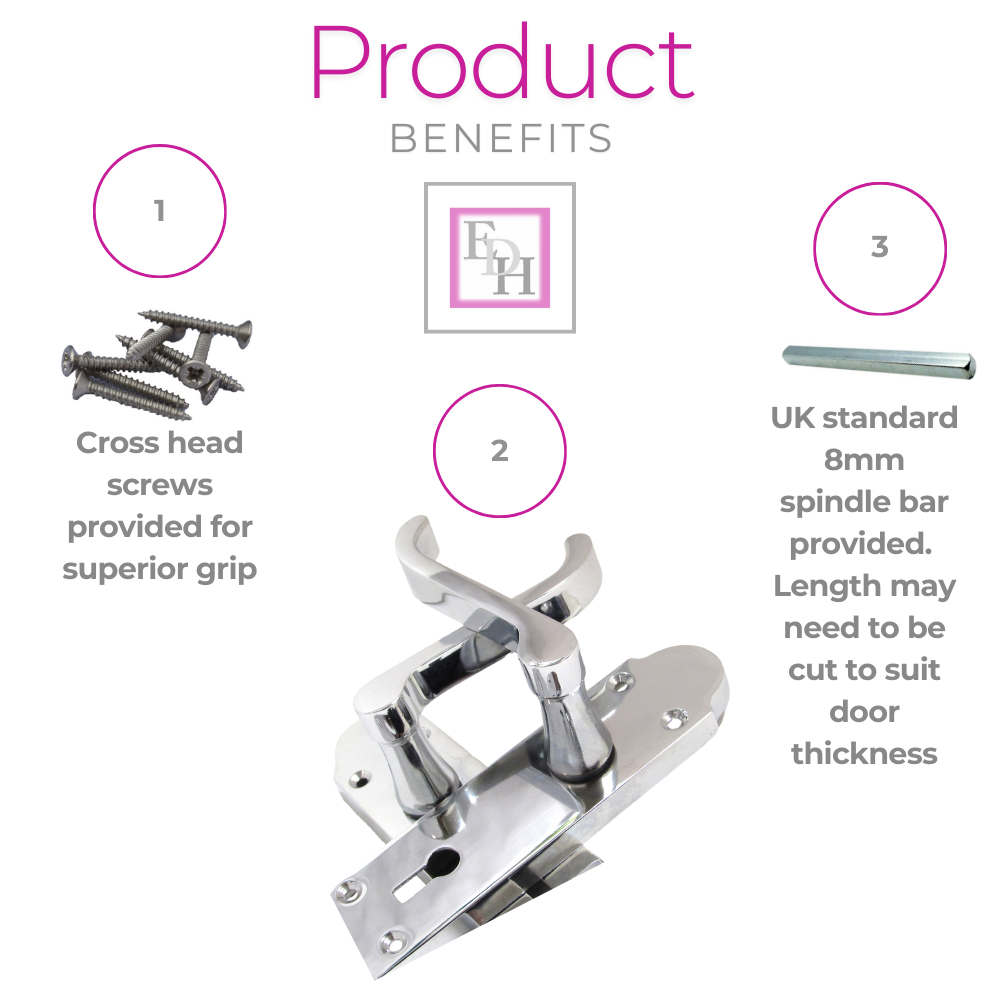 Epsom Door Handles x2 – Chrome Internal Lever Handles for Interior Doors