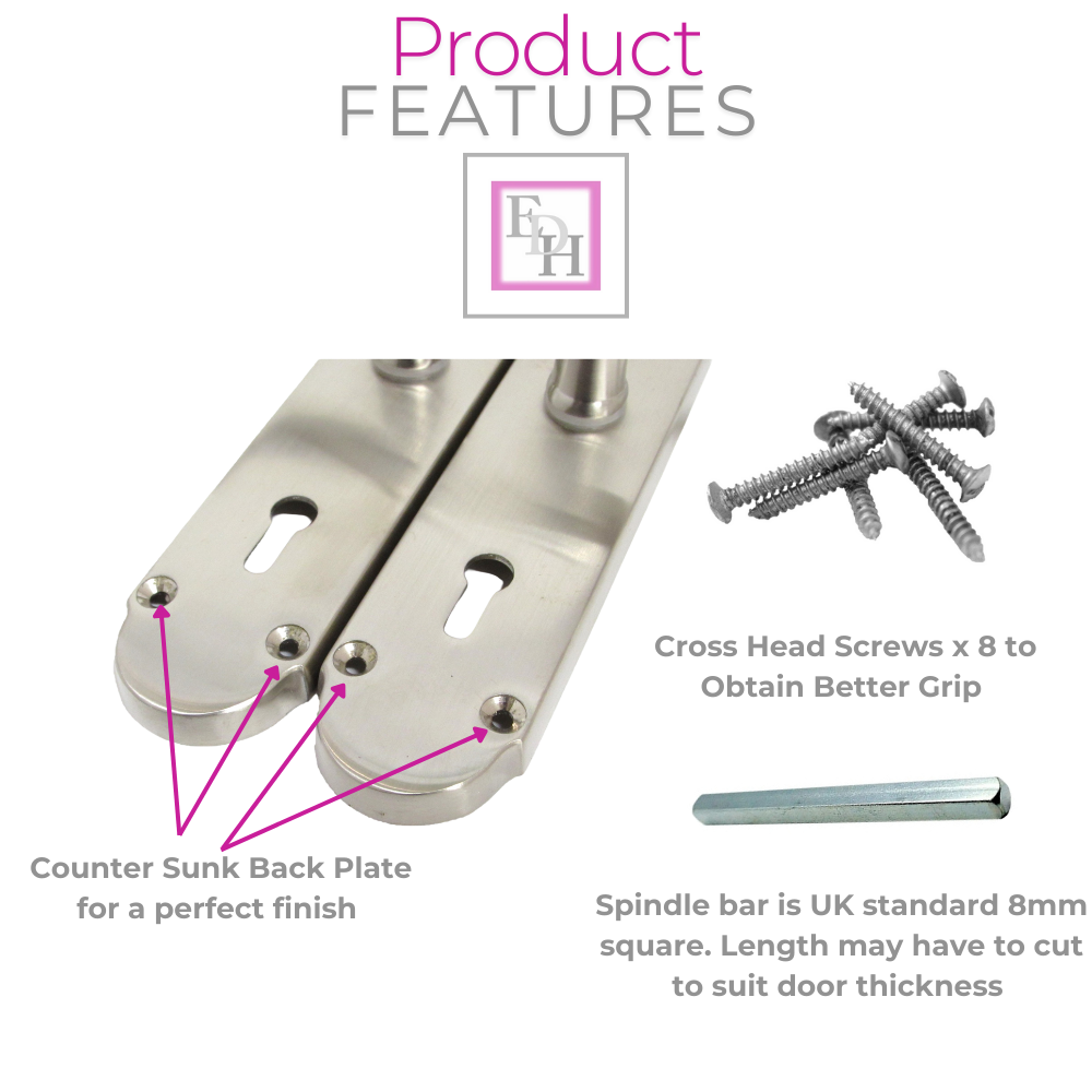 Epsom Satin Nickel Internal Door Handle Set on 170mm Back Plate