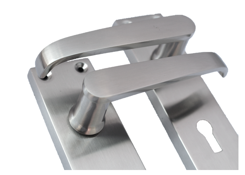 Satin Nickel Interior Door Lock Handles-Victorian Straight Lock, 1 Pair