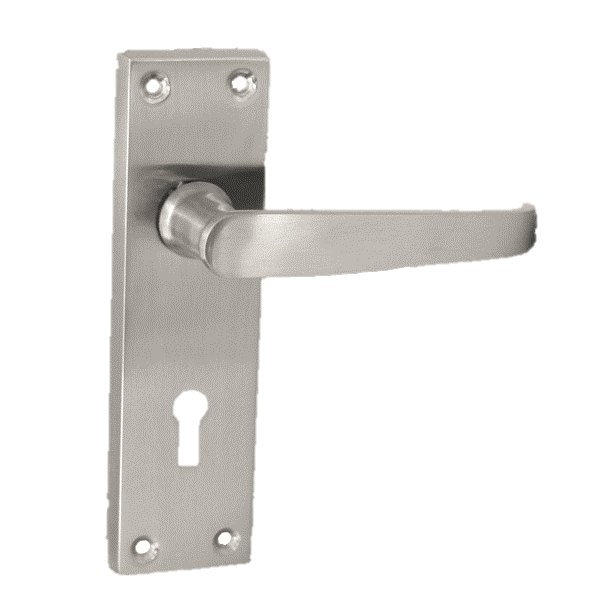 Satin Nickel Interior Door Lock Handles-Victorian Straight Lock, 1 Pair