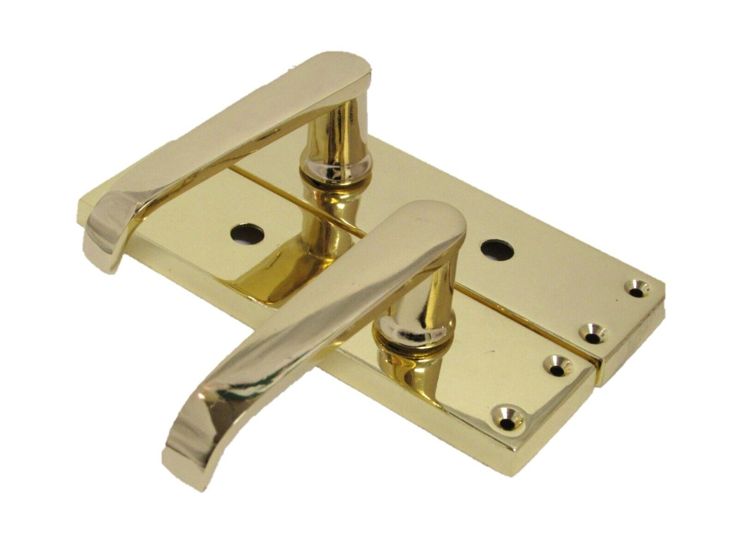 Victorian Straight Brass Bathroom Door Handles – Interior Lock Handle 2 Pairs +
