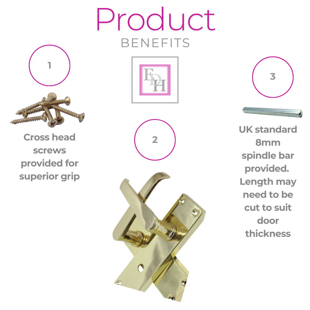 Victorian Straight Brass Bathroom Door Handles – Interior Lock Handle