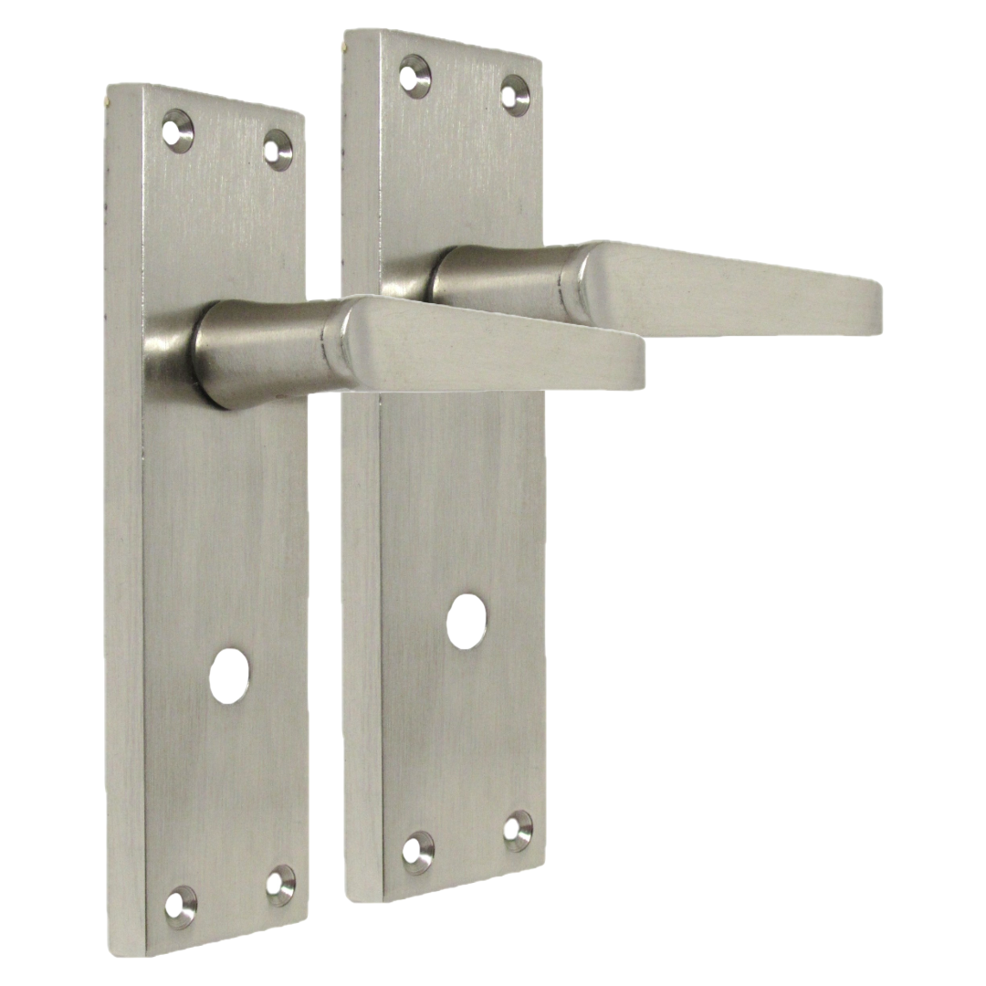 Victorian Straight Satin Nickel Interior Bathroom Door Handles