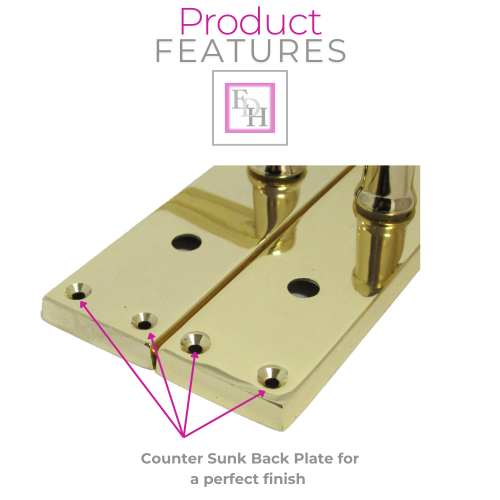 Victorian Straight Brass Bathroom Door Handles – Interior Lock Handle