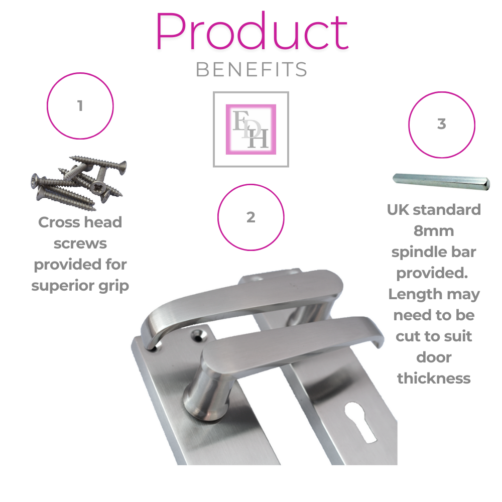Satin Nickel Door Interior Door Lock Handles-Victorian Straight Lock, 2 Pairs