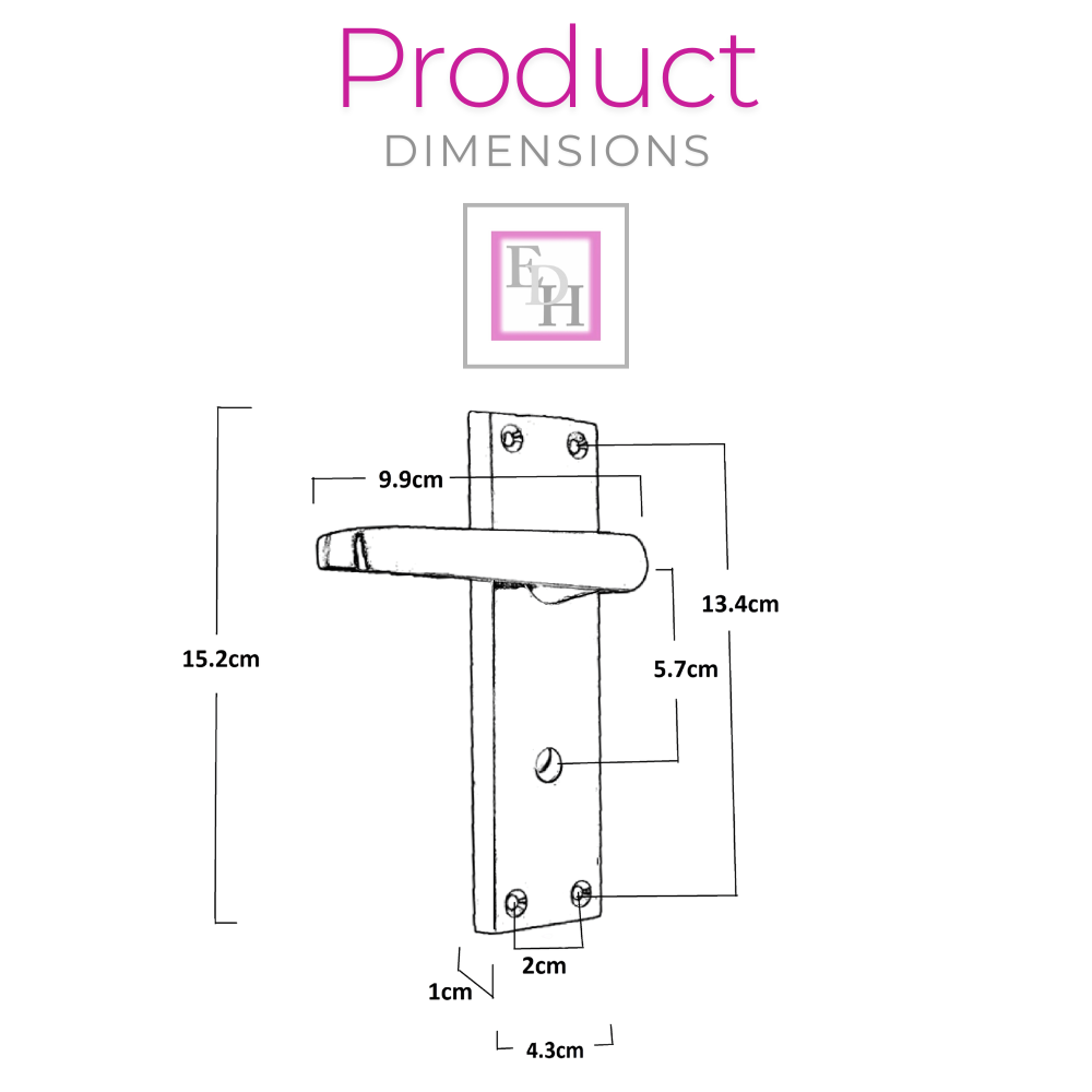 Victorian Straight Satin Nickel Interior Bathroom Door Handles + Bath Sash Lock, 2 Pairs