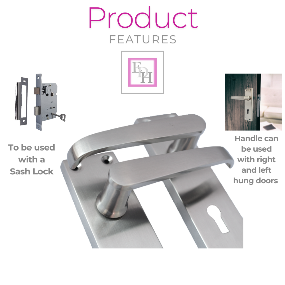 Satin Nickel Door Interior Door Lock Handles-Victorian Straight Lock, 2 Pairs