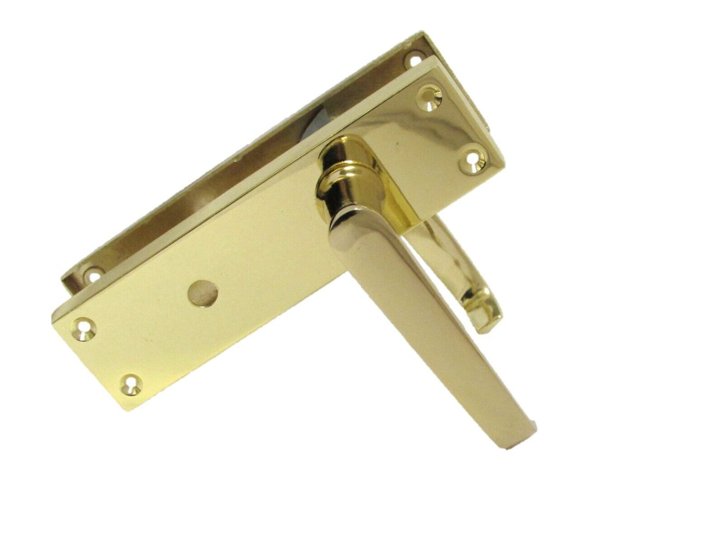 Victorian Straight Brass Bathroom Door Handles – Interior Lock Handle 1 Pair