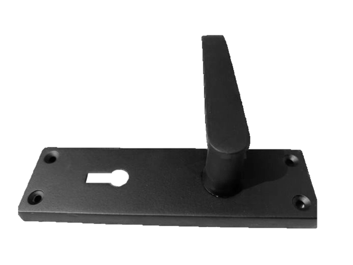 Matt Black Door Handles - Victorian Straight Lock Handles, Backplate 150x42mm