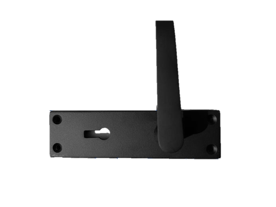 Matt Black Door Handles - Victorian Straight Lock Handles, Backplate 150x42mm