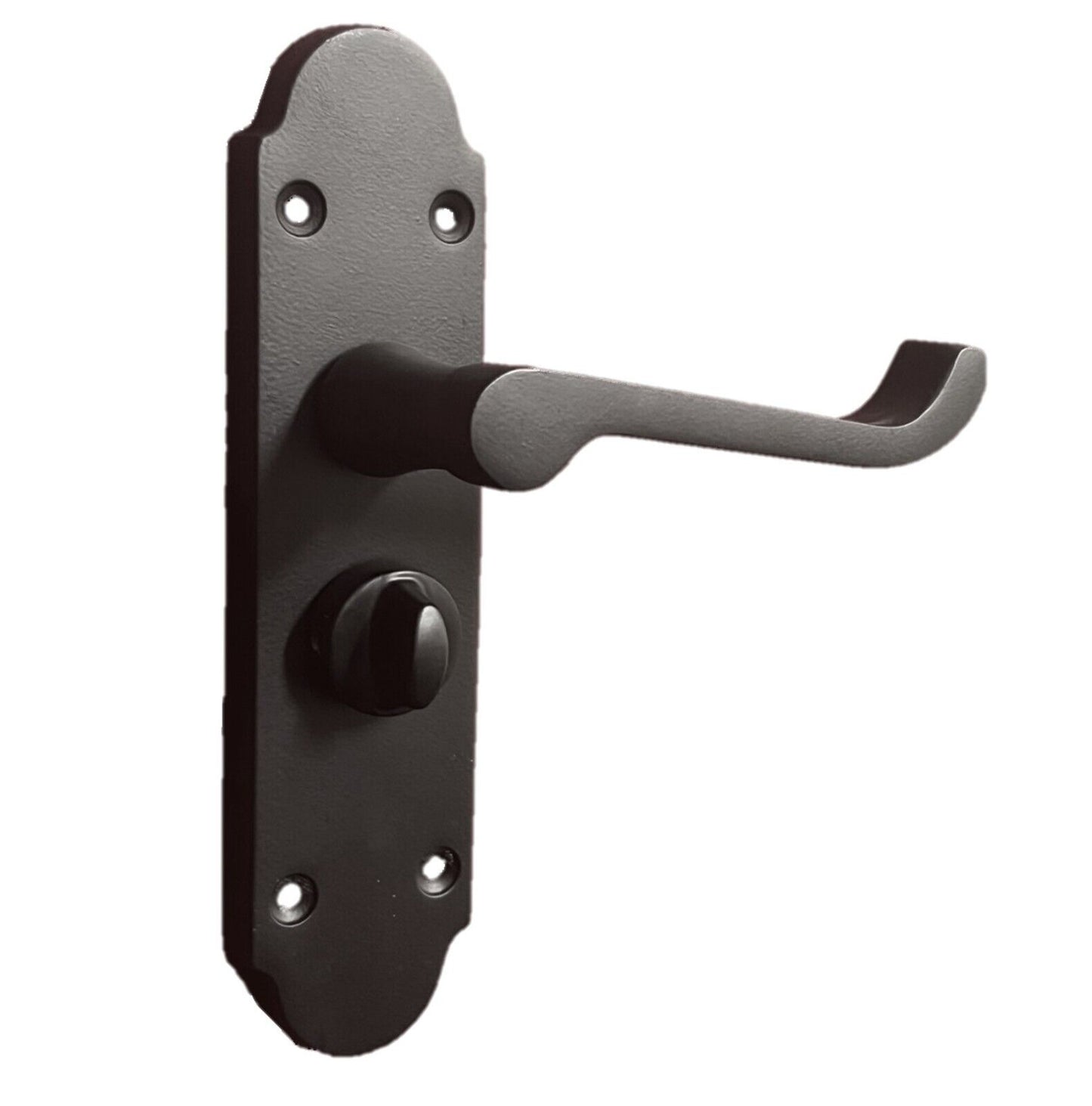 Epsom Victorian Scroll Matt Black Plated Privacy Bathroom Handles Door Handles