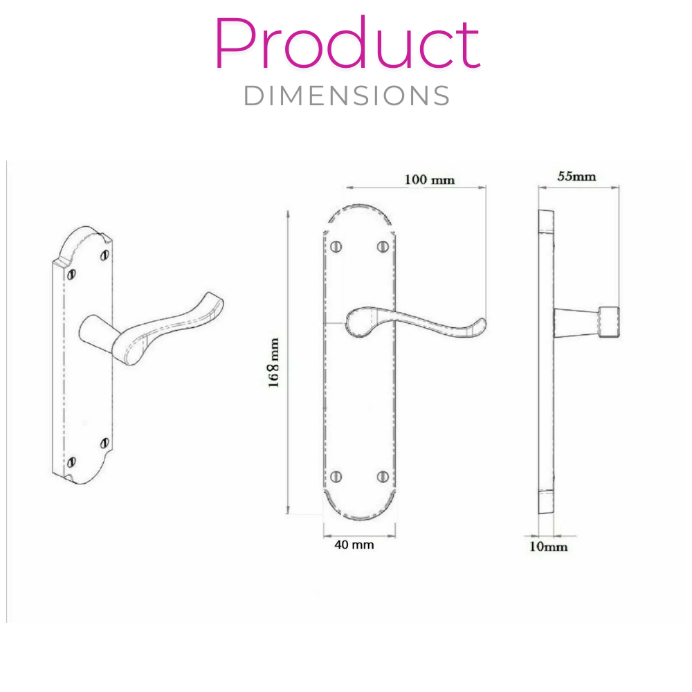 Black Nickel Epsom Victorian Scroll on Shaped Back Plate Lock Door Handle 1 Pair