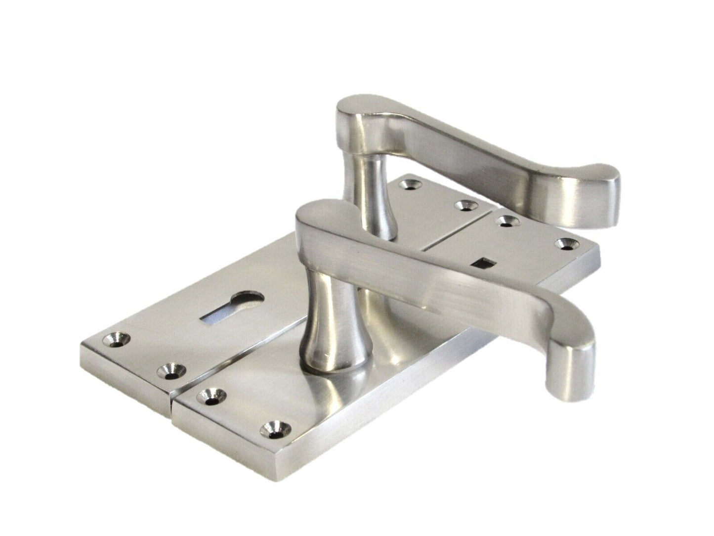 Satin Nickel Victorian Scroll Lock Door Handles + 3 Lever Mortice Sash Lock Set1