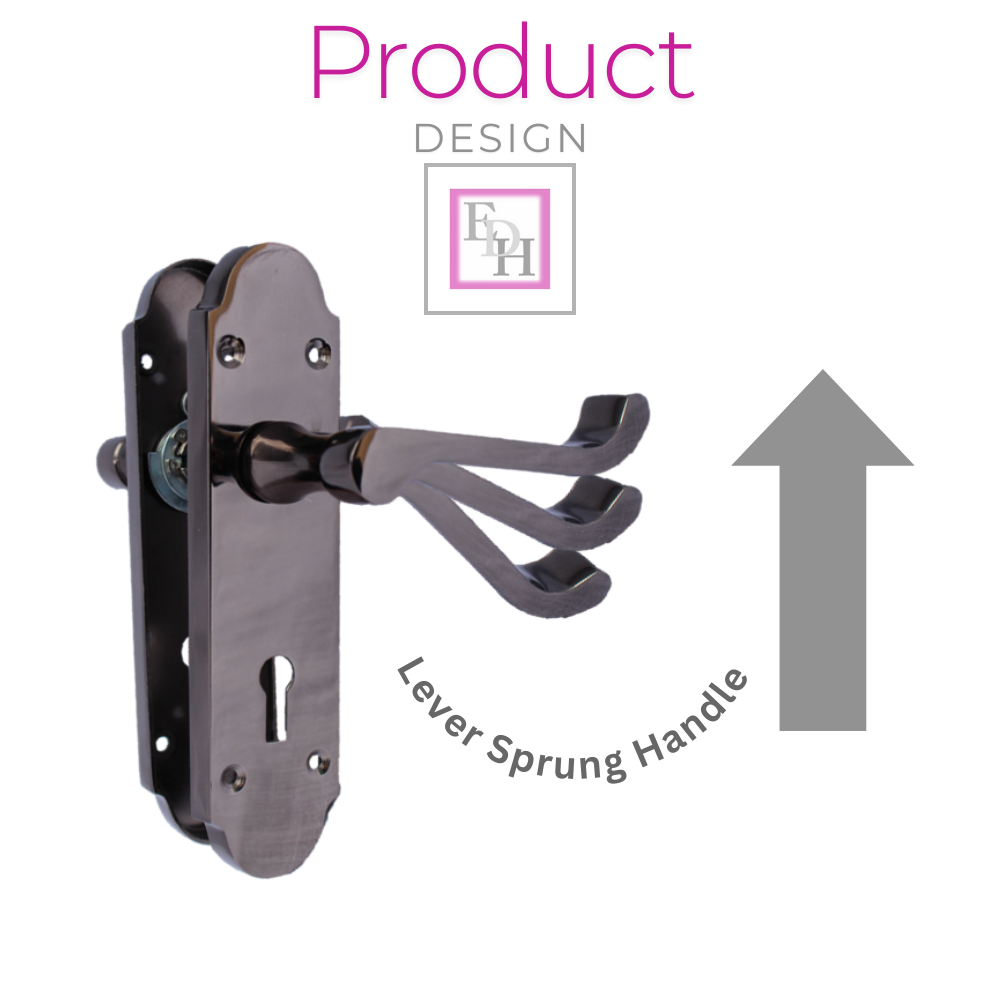 Black Nickel Epsom Victorian Scroll on Shaped Back Plate Lock Door Handle 1 Pair