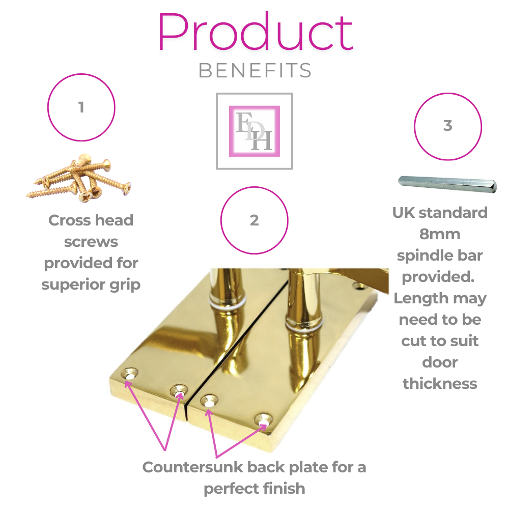 Door Handles Brass Plated Victorian Scroll lever Latch Modern Handles 4 Pairs