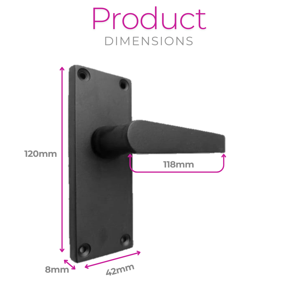 Door Handles Internal & External Victorian Straight Lever Latch Matt Black 6-