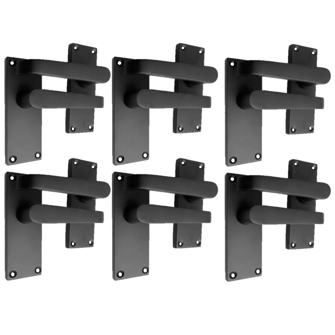 Door Handles Internal & External Victorian Straight Lever Latch Matt Black 6-