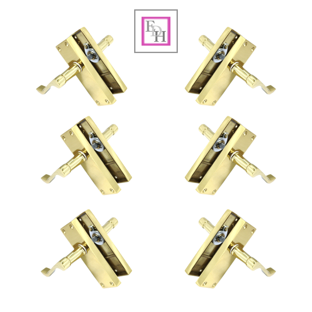 Door Handles Brass Plated Victorian Scroll lever Latch Modern Handles x6.
