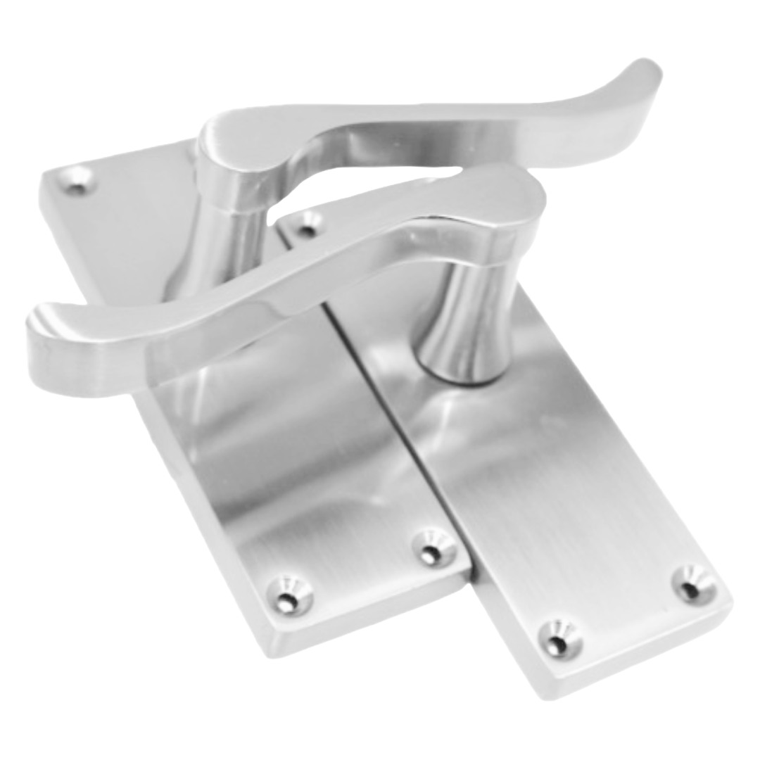 Satin Chrome Victorian Scroll lever Latch Modern Door Handles, 4 Pairs + Tubular Latch