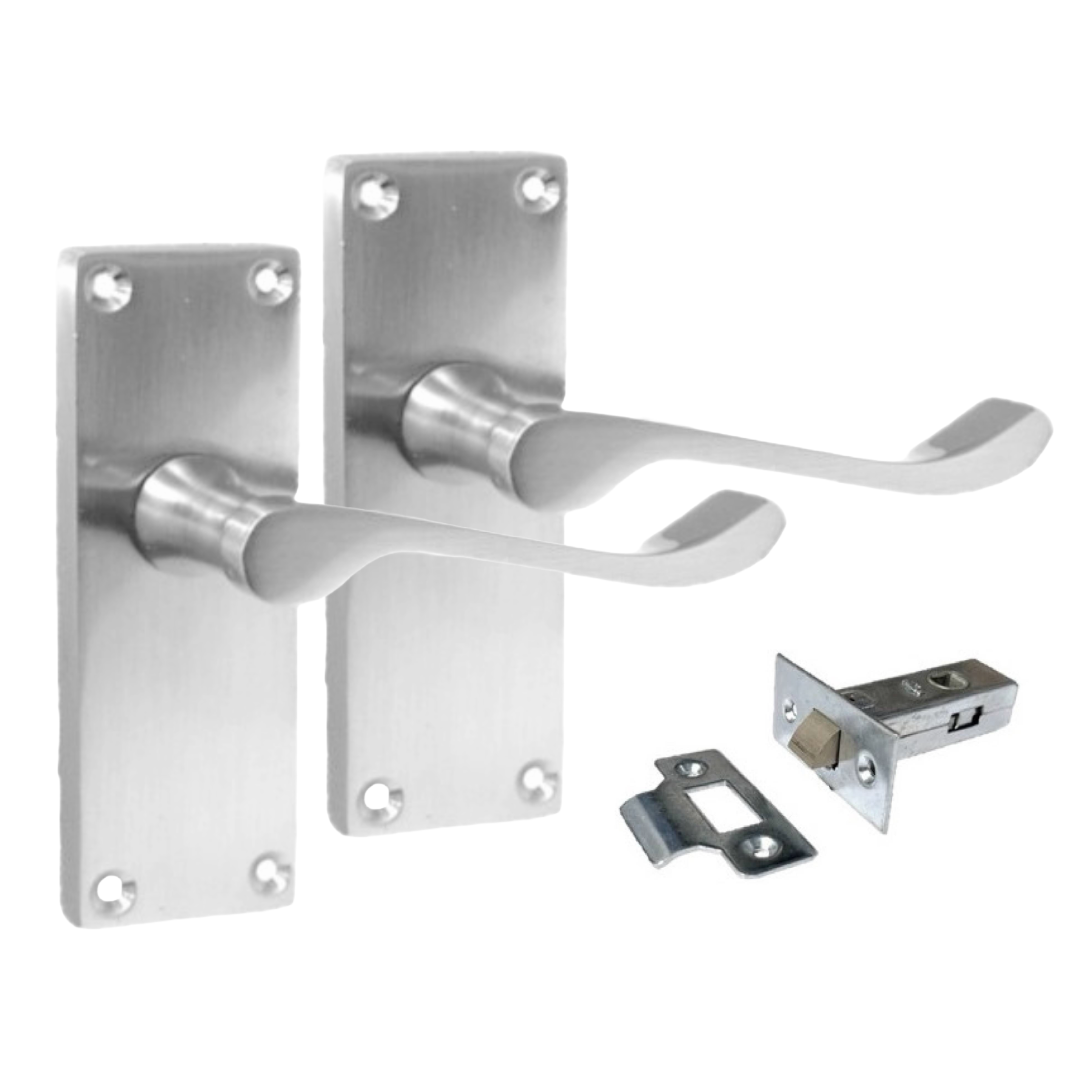 Door Handles Satin Chrome Victorian Scroll lever Latch Modern Handles 4 Pairs