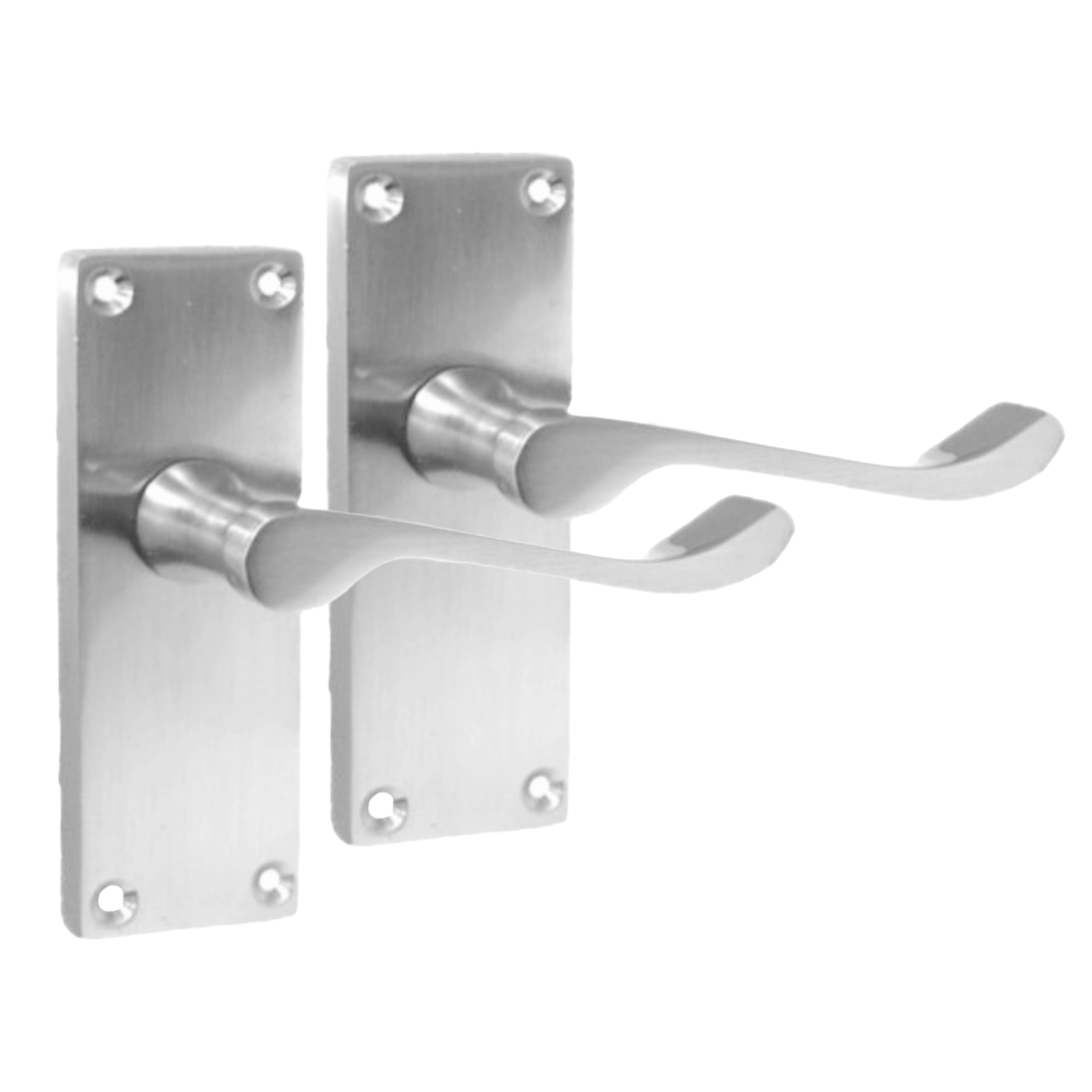Door Handles Satin Chrome Victorian Scroll lever Latch Modern Handles 4 Pairs
