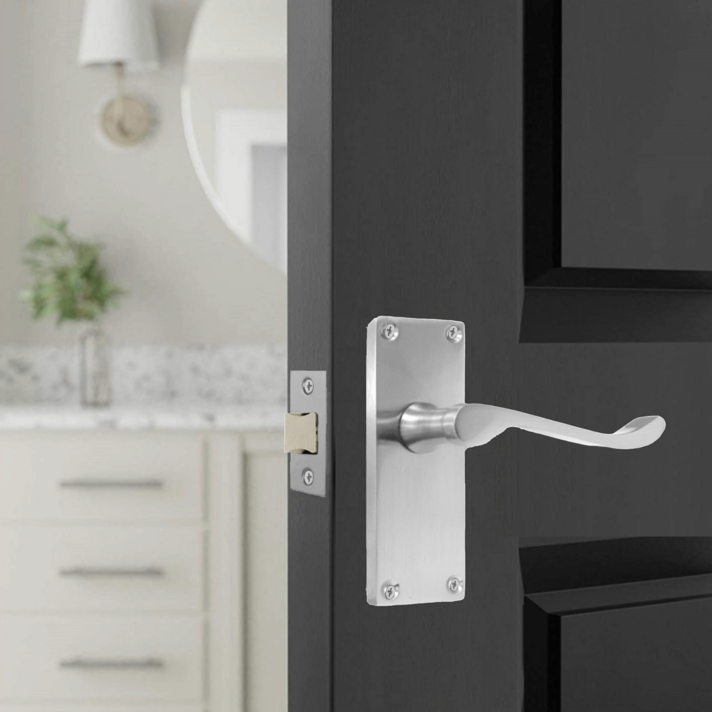 Door Handles Satin Chrome Victorian Scroll lever Latch Modern Handles 4 Pairs