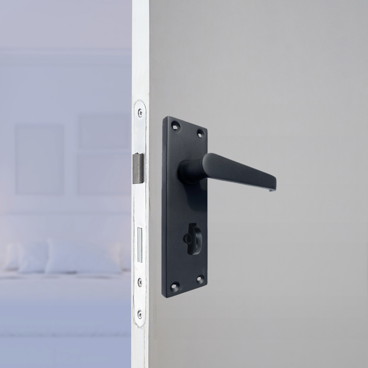 Victorian Straight Matt Black Bathroom Interior Modern Door Handles 2 Pairs