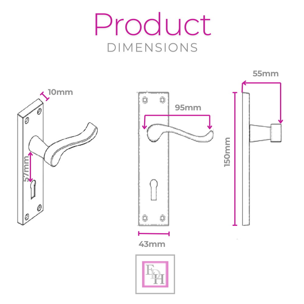 Lock Door Handles Modern Brass Victorian Scroll Door Handle &3 Lever Sash Lock.