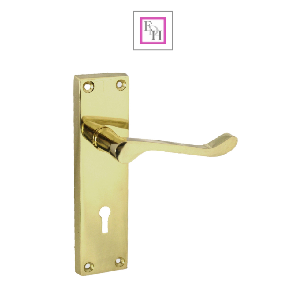Lock Door Handles Modern Brass Victorian Scroll Door Handle &3 Lever Sash Lock.