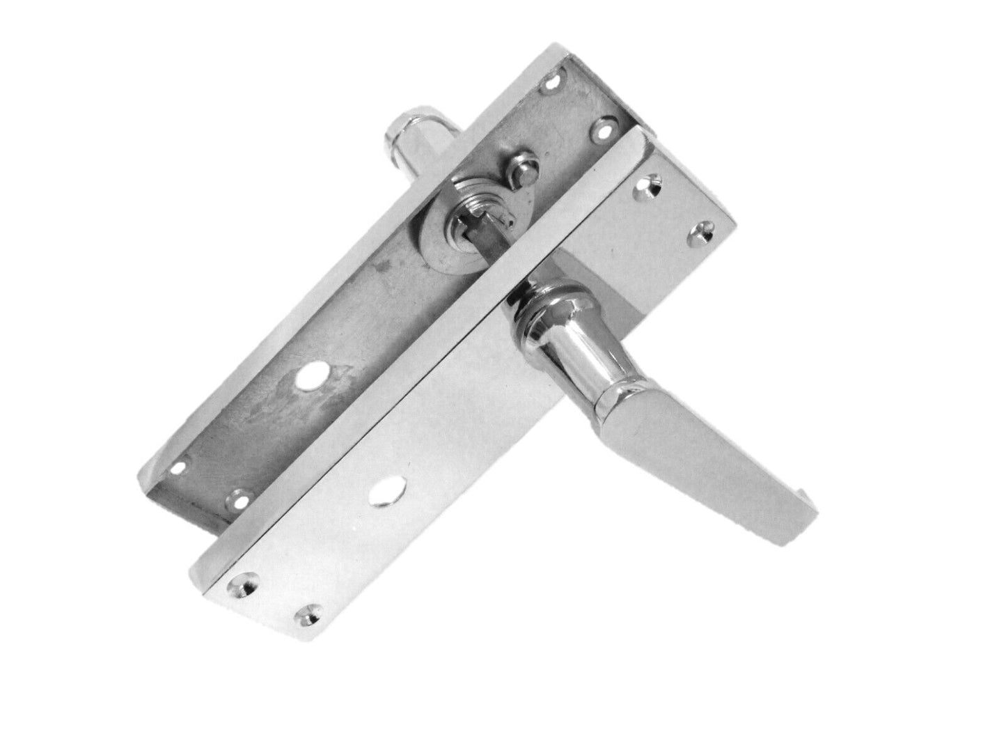 Victorian Straight Chrome Bathroom Interior Door Handles+3 Lever Mortise Lockx2.