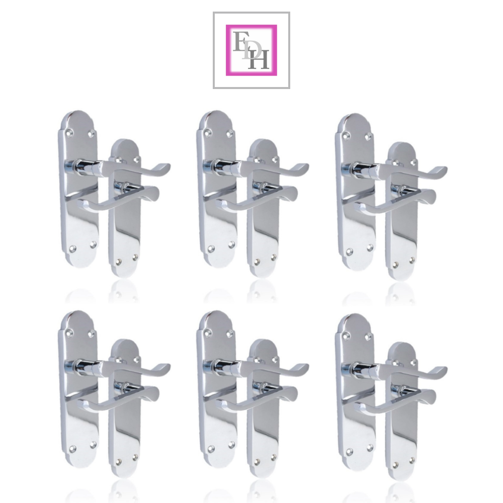 Silver Door Handles Interior Door Handles - Victorian Scroll Polished Chrome 6