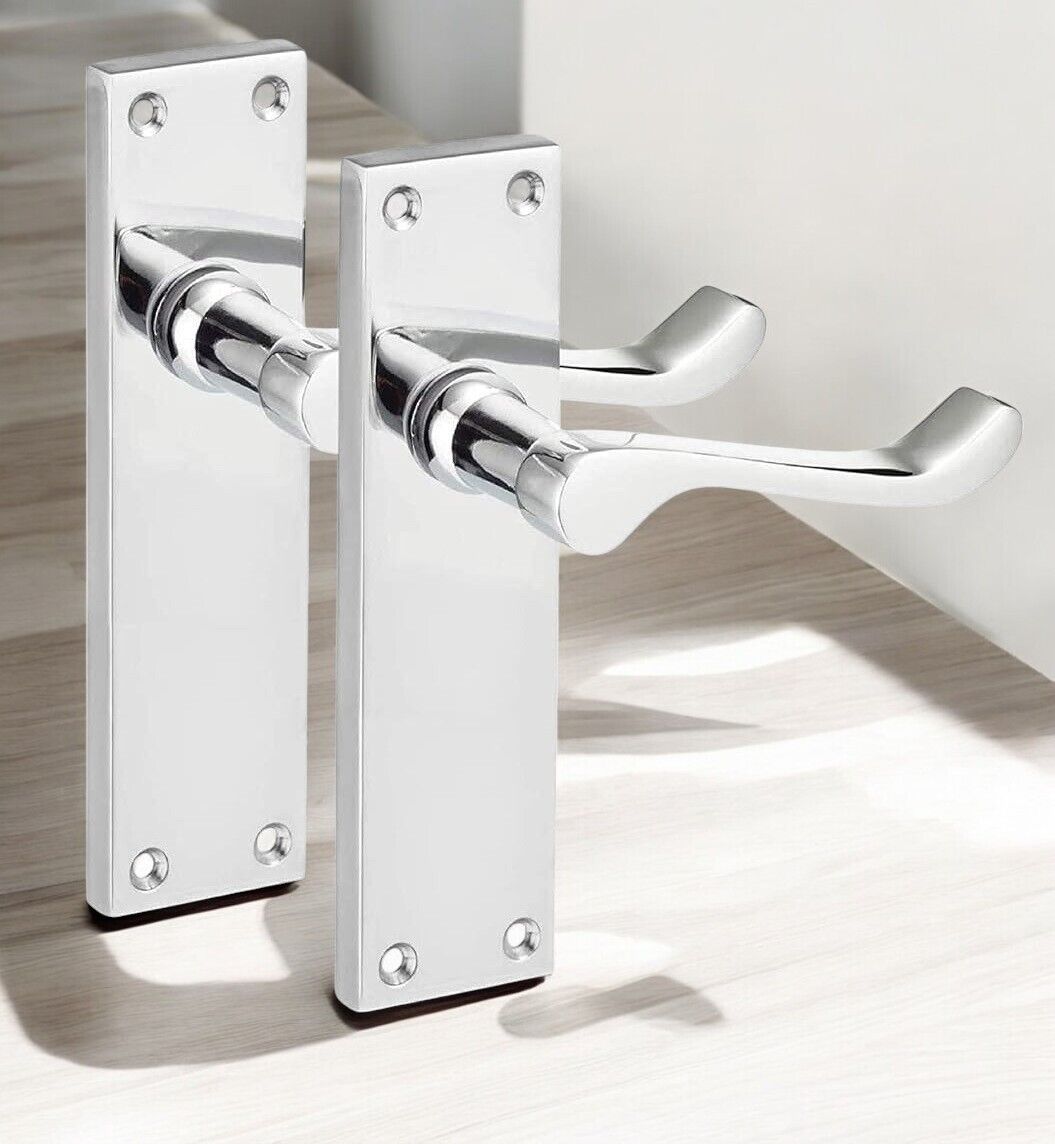 Modern Victorian Chrome Door Handles,Victorian Scroll Lever Latch Door Handles1+
